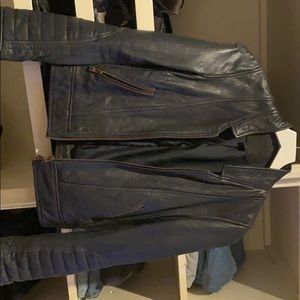 Navy blue leather jacket